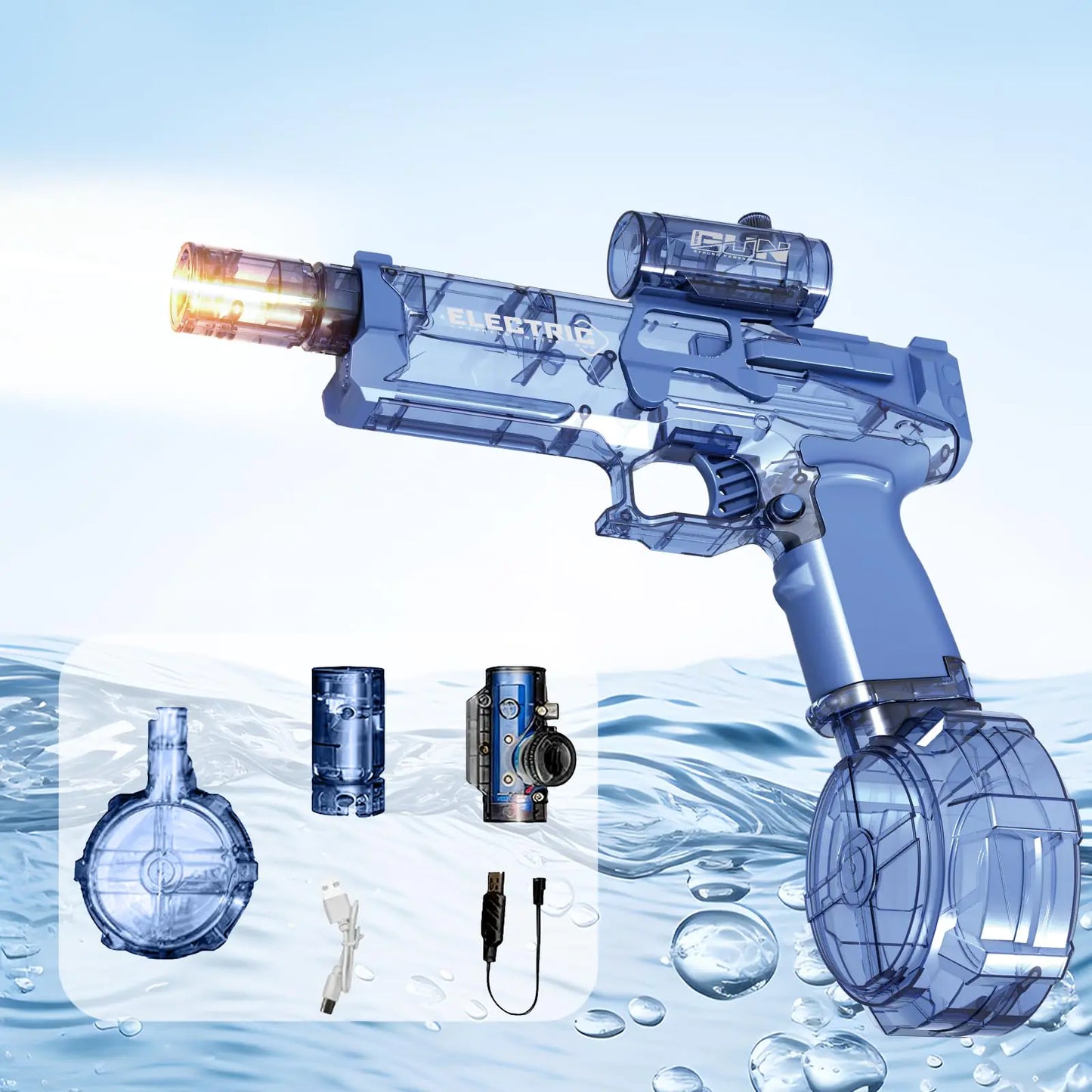 Ultimate Battle Blaster Electric Water Gun with Muzzle Flame Water Gun Pistol for Adults 26 to 32 FT Range Waterproof High Capacity Squirt Guns for Summer Pool & Beach Toys