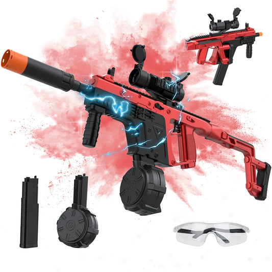 Gel Toy Gun Blaster Automatic Electric Splatter Ball Toy Gun with Goggles Fun Shooting Games Red