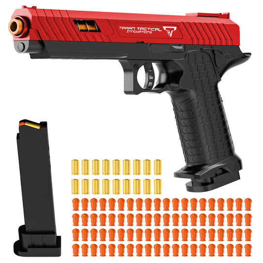 Soft Bullet Toy Gun Stress Shot with Semi-Automatic Mode Realistic Shell Ejecting Toy Guns Birthday (Red and Black